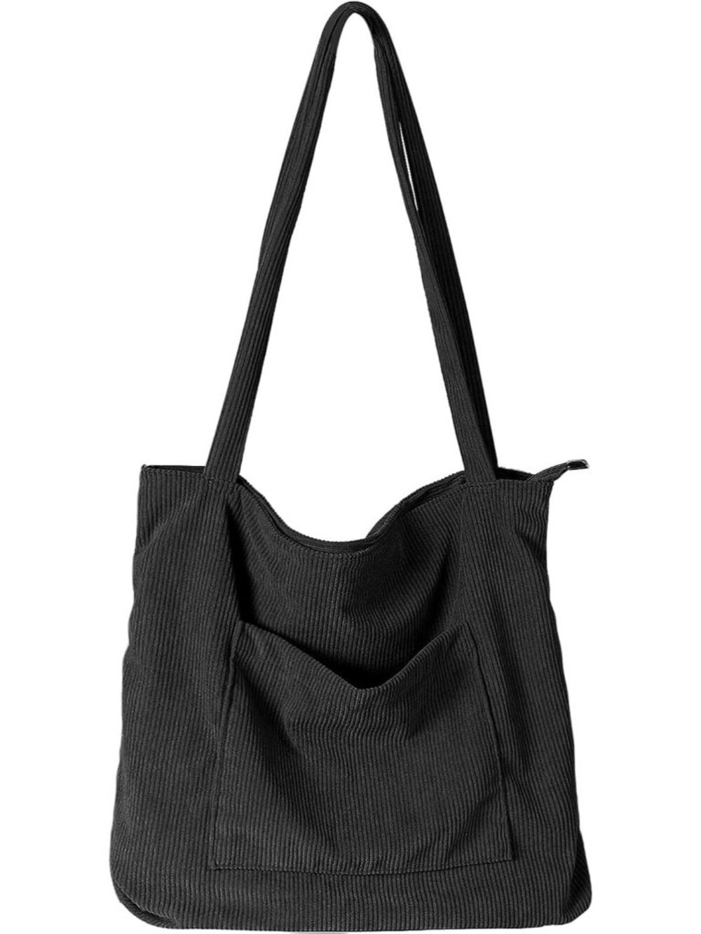 Women's Black Corduroy Large Shoulder Hobo Bags Casual Big Capacity Tote Bag